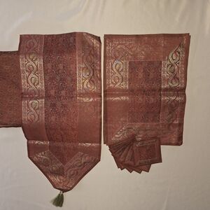 Elegant Red and Gold Table Runner Set